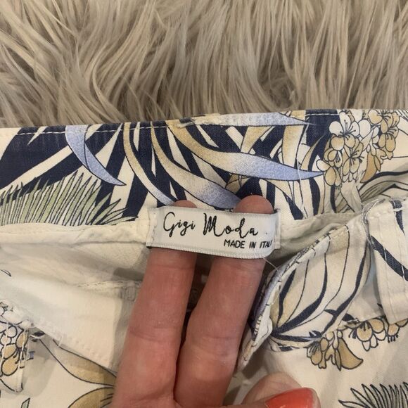 Gigi Moda Womens Floral Skinny Jeans Stretch Made in Italy Pants Size Large - Picture 2 of 6